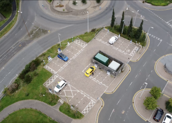 Birds eye view of Lochee EV Charging Hub