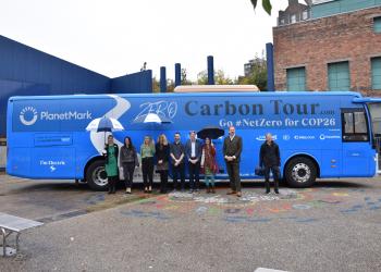 Zero Carbon Bus Tour, Group standing in front of bus