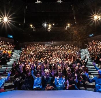 People cheering at Dundee Rep